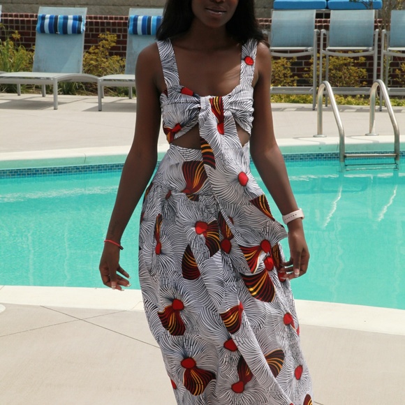 african print two piece dresses